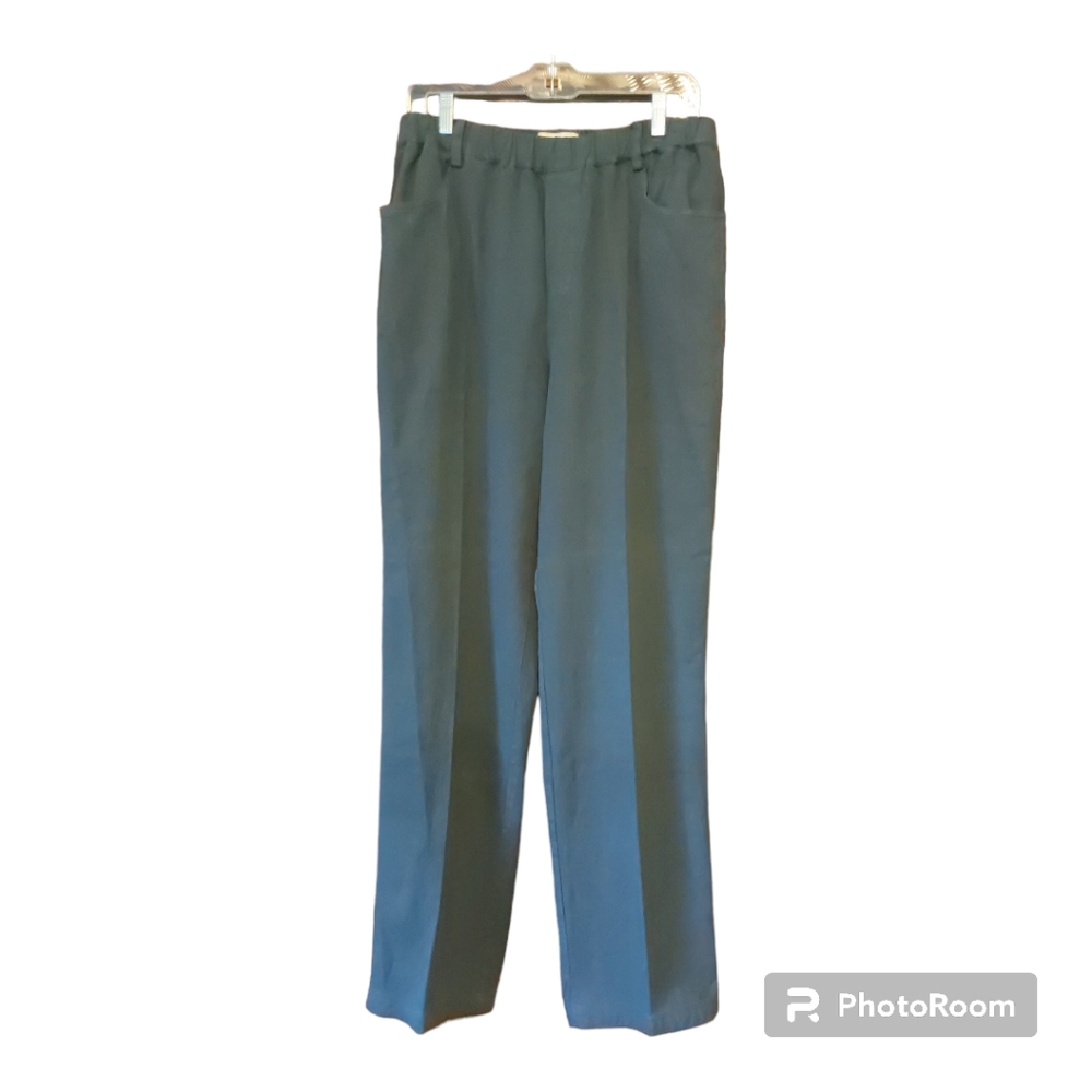 The Territory Ahead Mens Lg dk blue pants hemp/cotton texture elastic waist